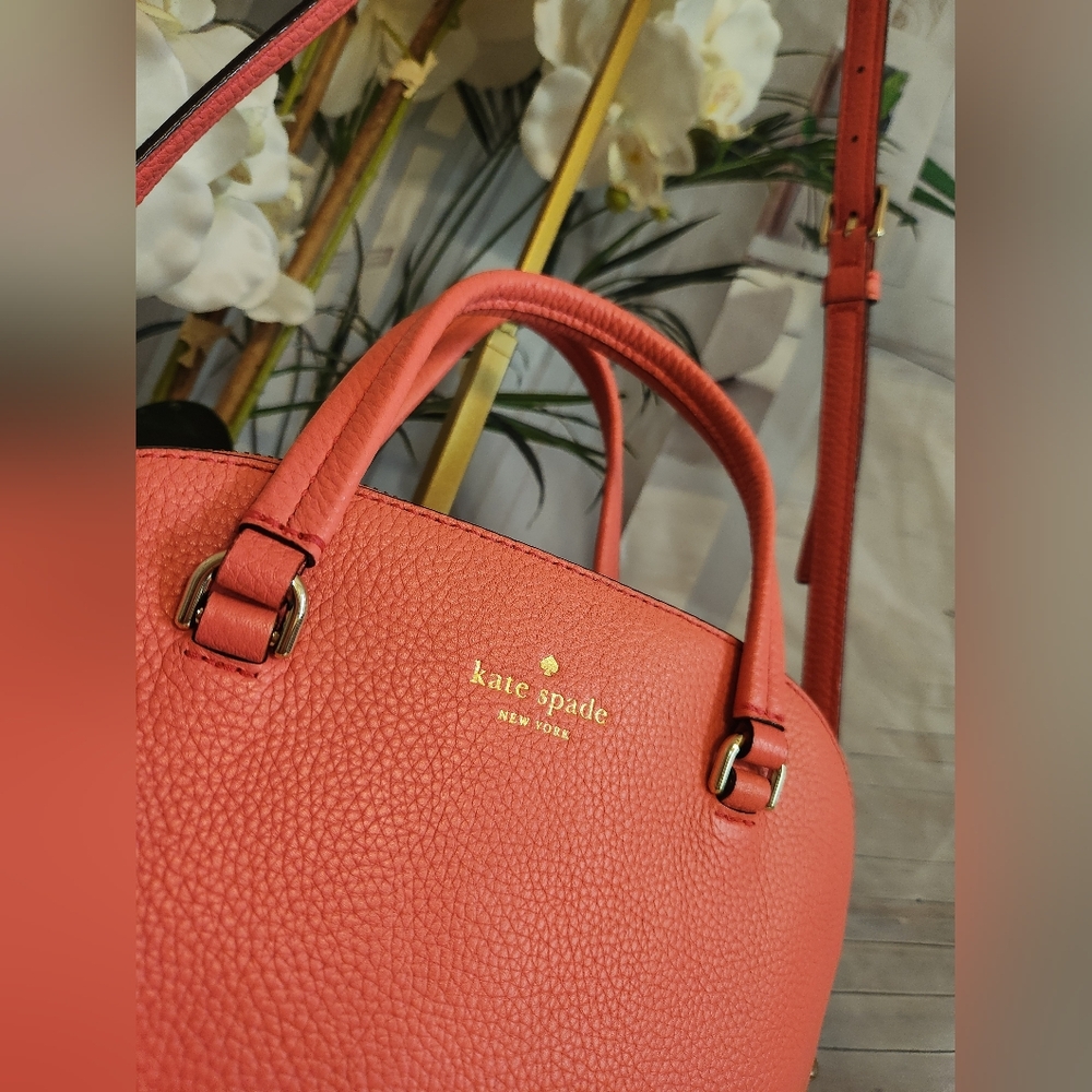 Kate Spade Carli Wakefield Lane 2 Way Done Satchel Crossbody In Coral Orange. - Picture 3 of 16